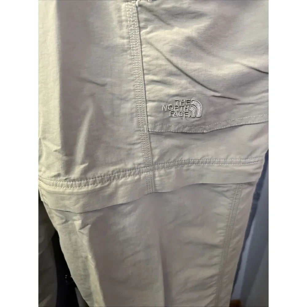 North Face Hiking Pant Mens XL Khaki Convertible Zip Shorts Elastic Waist Cargo‎